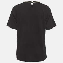 Pre Owned Moschino Black Pearl Print Jersey Oversized T-Shirt XXS
