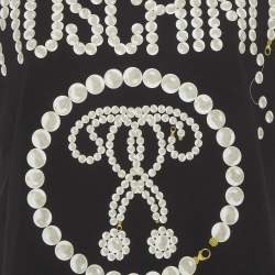 Pre Owned Moschino Black Pearl Print Jersey Oversized T-Shirt XXS