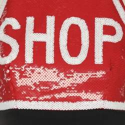 Pre Owned Moschino Couture Black/Red Satin and Sequin Bodycon Dress S