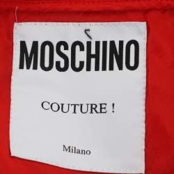 Pre Owned Moschino Couture Black/Red Satin and Sequin Bodycon Dress S