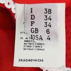 Pre Owned Moschino Couture Black/Red Satin and Sequin Bodycon Dress S