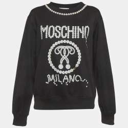 Pre Owned Moschino Couture Black Jersey Pearl Detail Sweatshirt L