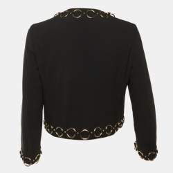Pre Owned Moschino Cheap & Chic Black Crepe Chain Detail Jacket M
