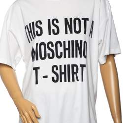 Pre Owned Moschino Couture White Jersey Quote Print T-Shirt M