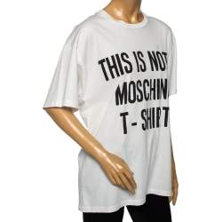 Pre Owned Moschino Couture White Jersey Quote Print T-Shirt M