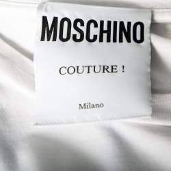 Pre Owned Moschino Couture White Jersey Quote Print T-Shirt M