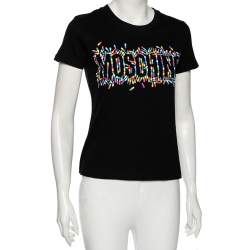 Pre Owned Moschino Couture Black Capsule Logo Printed Cotton T-Shirt S