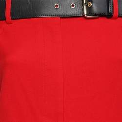 Moschino Red Wool Off shoulder Belted Detail Playsuit M