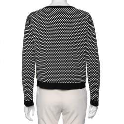 Moschino Couture Multicolored Polka Dotted Chain Print Crepe & Knit Cardigan S