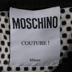 Moschino Couture Multicolored Polka Dotted Chain Print Crepe & Knit Cardigan S