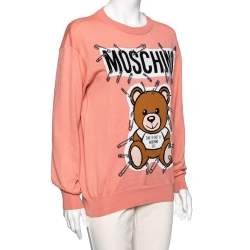 Moschino Couture Pink This is Not a Moschino Toy Intarsia Knit Sweater S