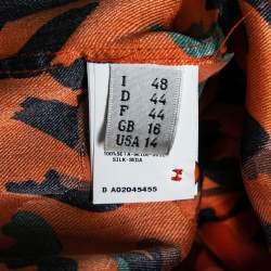 Moschino Couture Orange Printed Silk Neck Tie Detail Shirt L
