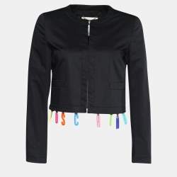 Moschino Couture Black Poplin Logo Charms Cropped Jacket S Moschino Couture TLC