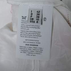 Pre Owned Moschino Couture White Cotton Floral Embroidered High-Low Dress M