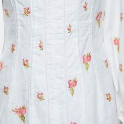Pre Owned Moschino Couture White Cotton Floral Embroidered High-Low Dress M
