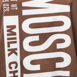 Pre Owned Moschino Couture Brown Logo Printed Dress M