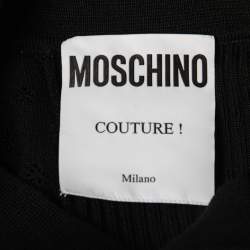 Pre Owned Moschino Couture Black Wool Patchwork Detail Knit Top M