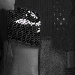 Pre Owned Moschino Couture Black Wool Patchwork Detail Knit Top M