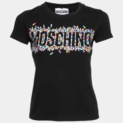 Pre Owned Moschino Couture Black Capsule Logo Print Cotton T-Shirt XS
