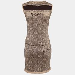 مملوكة مسبقًا Moschino Couture Brown Metallic Teddy Bear Knit Mini Dress M