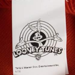 Pre Owned Moschino Couture Orange Looney Tunes Print Wool Sweater XS