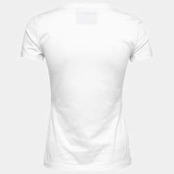 Pre Owned Moschino Couture White Logo Print Cotton T-Shirt S