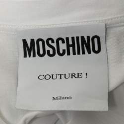 Pre Owned Moschino Couture White Logo Print Cotton T-Shirt S