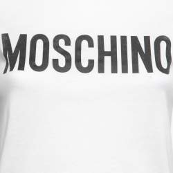 Pre Owned Moschino Couture White Logo Print Cotton T-Shirt S