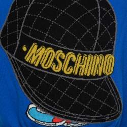 Pre Owned Moschino Couture Blue Looney Tunes Intarsia Knit Wool Sweater M