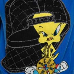 Pre Owned Moschino Couture Blue Looney Tunes Intarsia Knit Wool Sweater M