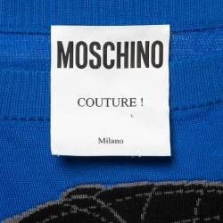 Pre Owned Moschino Couture Blue Looney Tunes Intarsia Knit Wool Sweater M