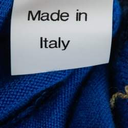 Pre Owned Moschino Couture Blue Looney Tunes Intarsia Knit Wool Sweater M