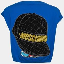 Pre Owned Moschino Couture Blue Looney Tunes Intarsia Knit Wool Sweater M