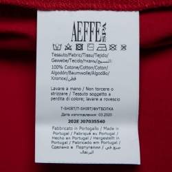 Pre Owned Moschino Couture Red Cotton Logo Printed Short Sleeve T-Shirt S