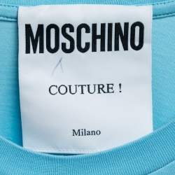 Pre Owned Moschino Couture Light Blue My Little Pony Print Cotton T-Shirt S