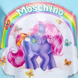 Pre Owned Moschino Couture Light Blue My Little Pony Print Cotton T-Shirt S