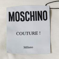 Pre Owned Moschino Couture White Cotton Teddy Bear Oversized T-Shirt M