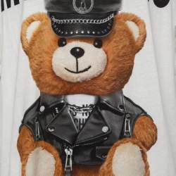 Pre Owned Moschino Couture White Cotton Teddy Bear Oversized T-Shirt M