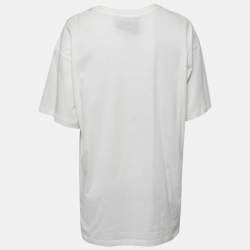 Pre Owned Moschino Couture White Cotton Teddy Bear Oversized T-Shirt M
