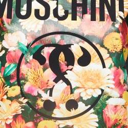 Pre Owned Moschino Couture Black Floral Print Cotton Ruffle Detail Dress S