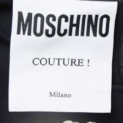 Pre Owned Moschino Couture Black Floral Print Cotton Ruffle Detail Dress S
