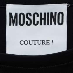 Pre Owned Moschino Couture Black Jersey Logo Print T-Shirt Dress M