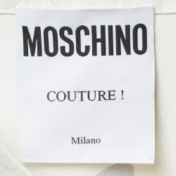 Pre Owned Moschino White Credit Card Logo Print Jersey T-Shirt Dress M