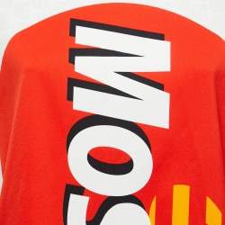 Pre Owned Moschino White Credit Card Logo Print Jersey T-Shirt Dress M