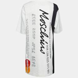 Pre Owned Moschino White Credit Card Logo Print Jersey T-Shirt Dress M