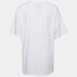 Pre Owned Moschino Couture White Cotton Teddy Bear Cake Print T-Shirt L