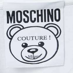 Pre Owned Moschino Couture White Cotton Teddy Bear Cake Print T-Shirt L