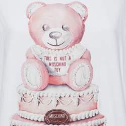 Pre Owned Moschino Couture White Cotton Teddy Bear Cake Print T-Shirt L
