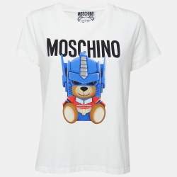 Moschino Couture White Cotton Toy Bear Logo T-Shirt L