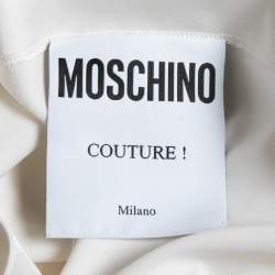 Pre Owned Moschino Couture White Satin Camelia Print T-Shirt M
